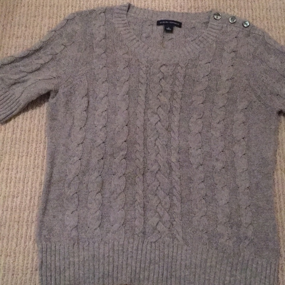 Short sleeve wool blend sweater
